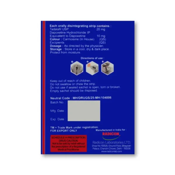 Orgie Plus 20+10 Mg Tadalafil+Dapoxetine Oral Strips - Image 3